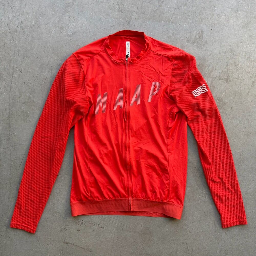 MAAP Mens XXL Echo Pro Base Jersey Race Fit Lightweight Long Sleeve Chili Orange